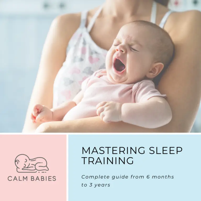 Baby yawning in mums arms- Calm Babies sleep consultant
